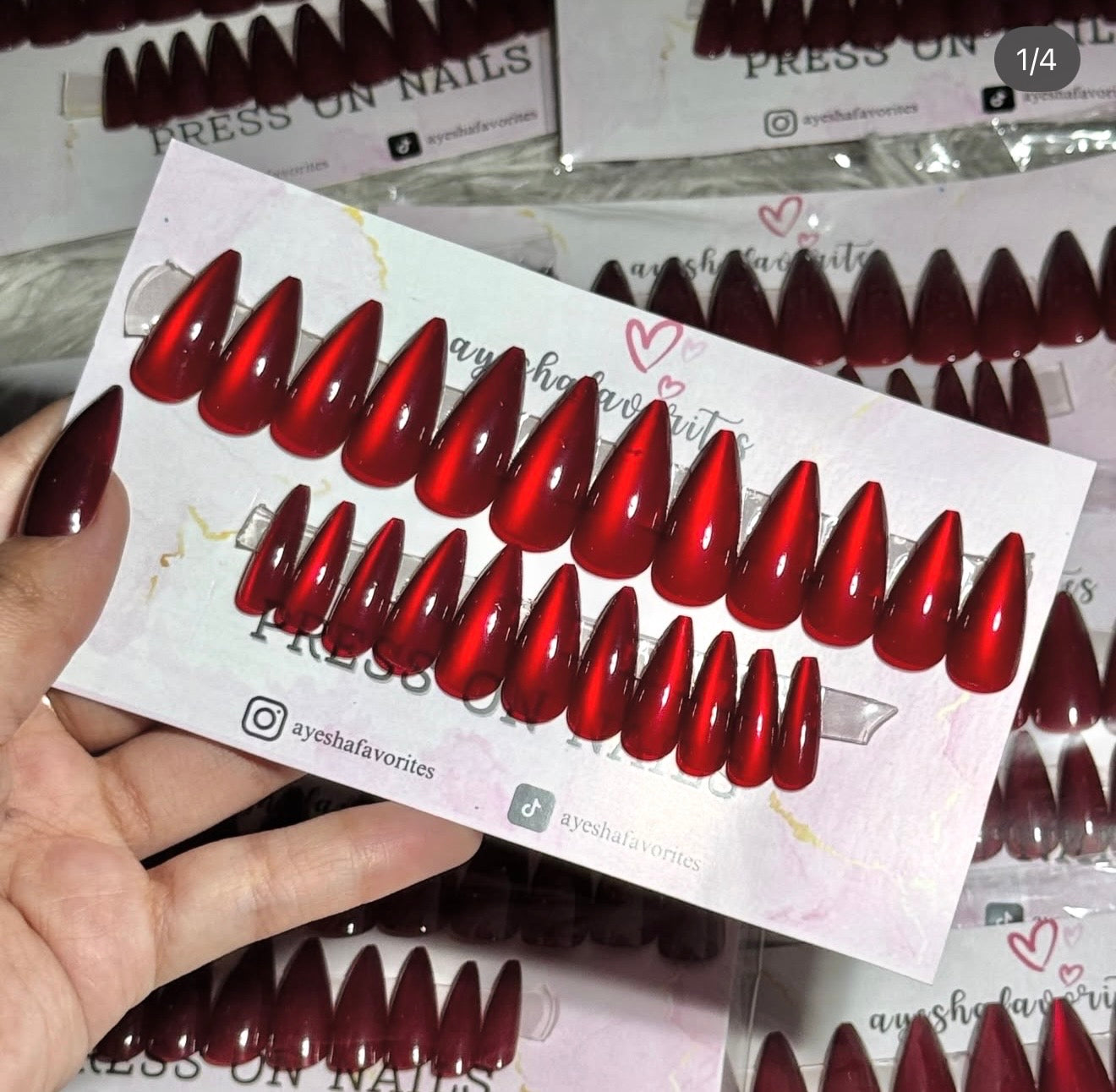 Ayesha Favorites Red Cat Nails