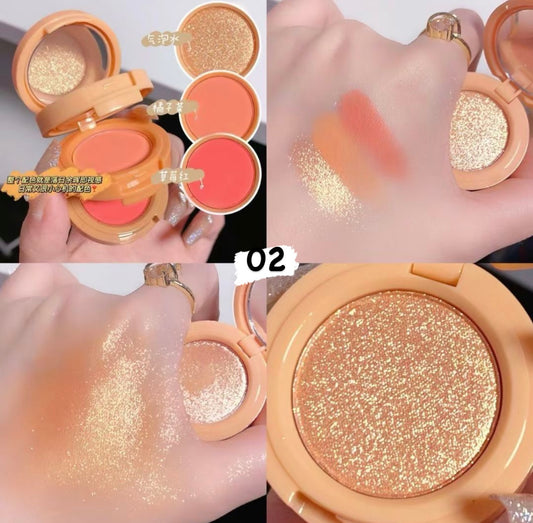 Hudamoji 3 in 1 Highlighter + Blush